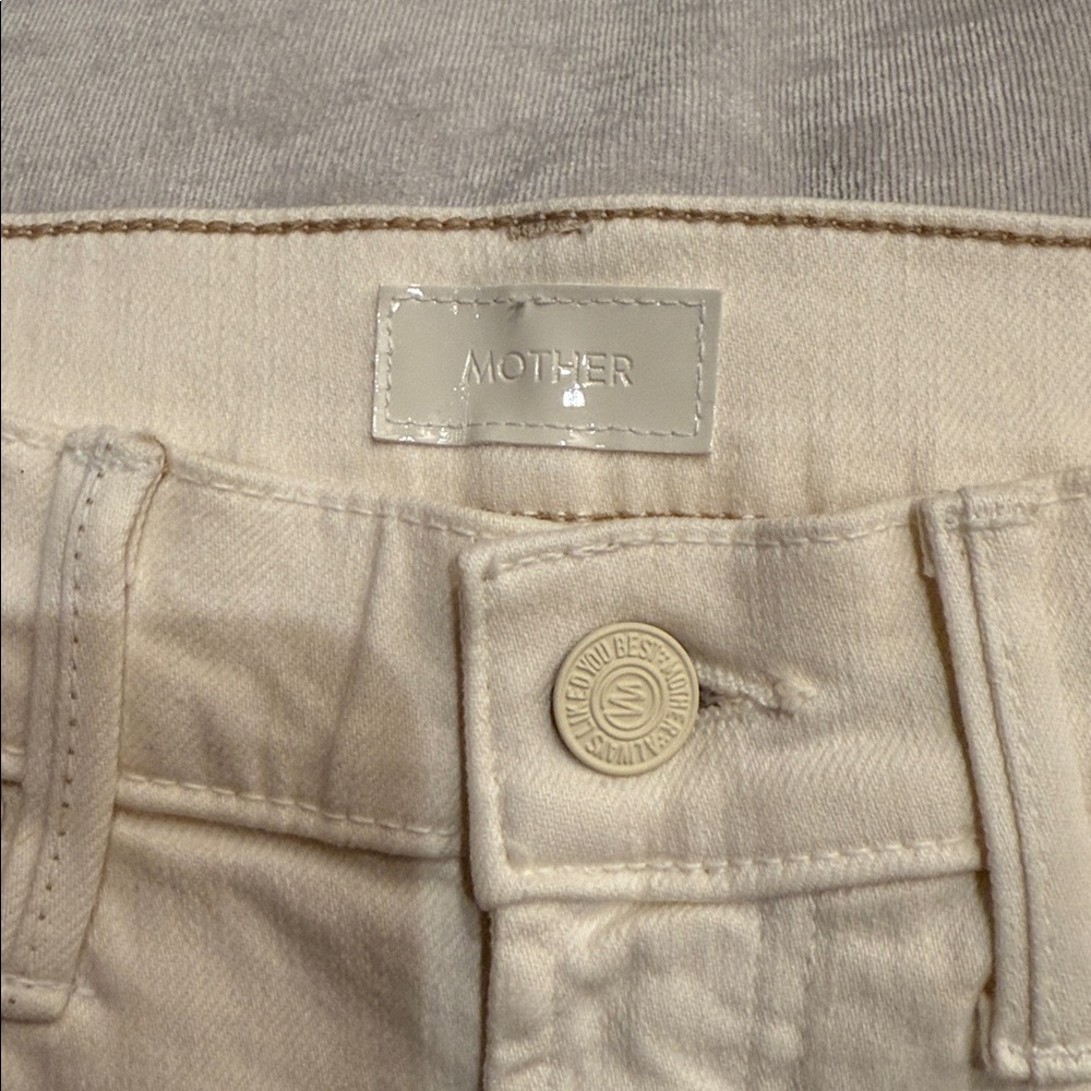 NWT MOTHER The Rascal Sliced Up Heel Play Date Aqwantique White 25 Jeans - Picture 13 of 16
